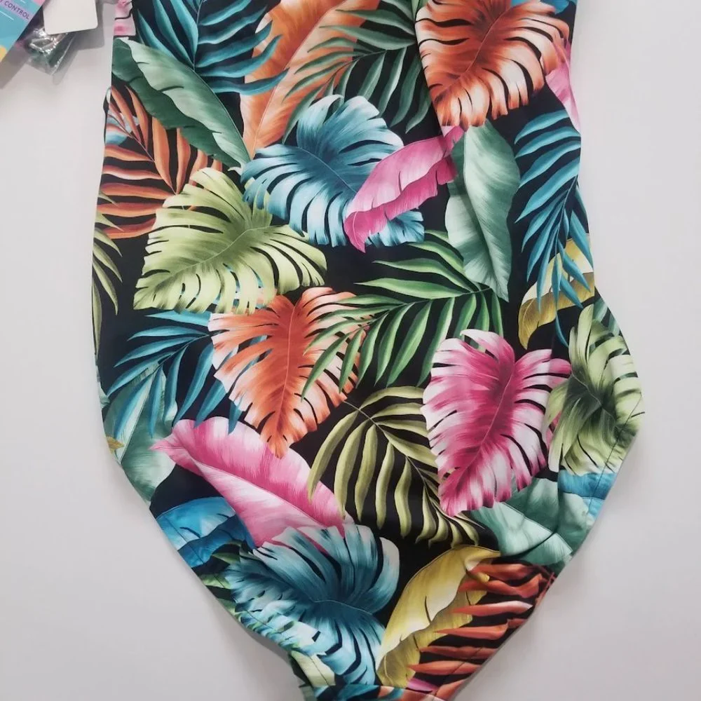 Swim Solutions Off the Shoulder Tummy Control One Piece Swimsuit Size 16
